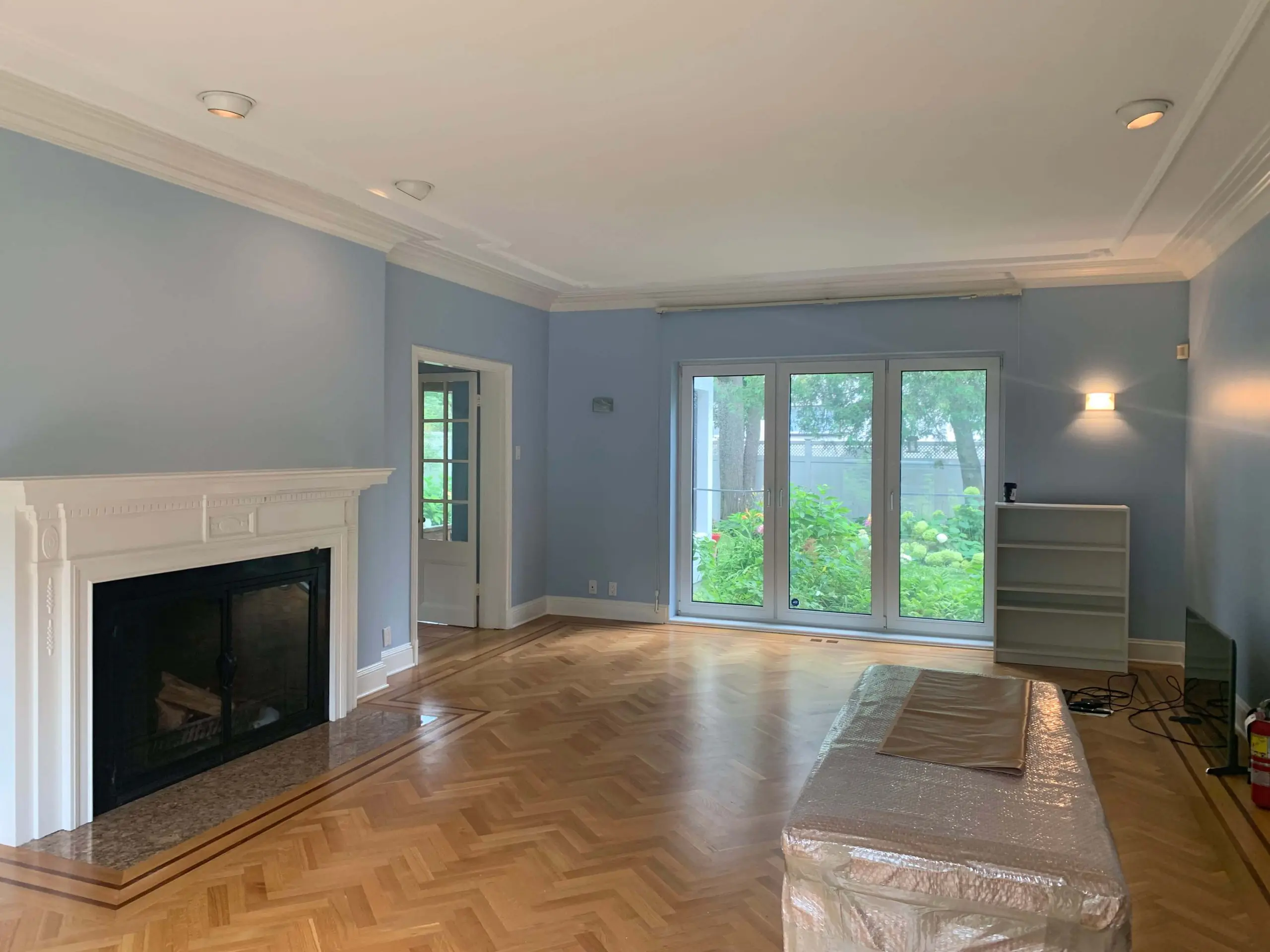 freshly painted light blue living room walls in saint john nb home